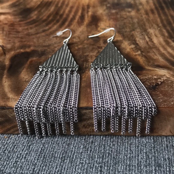 Earrings Silver plated with Fringe chains - Picture 5 of 7